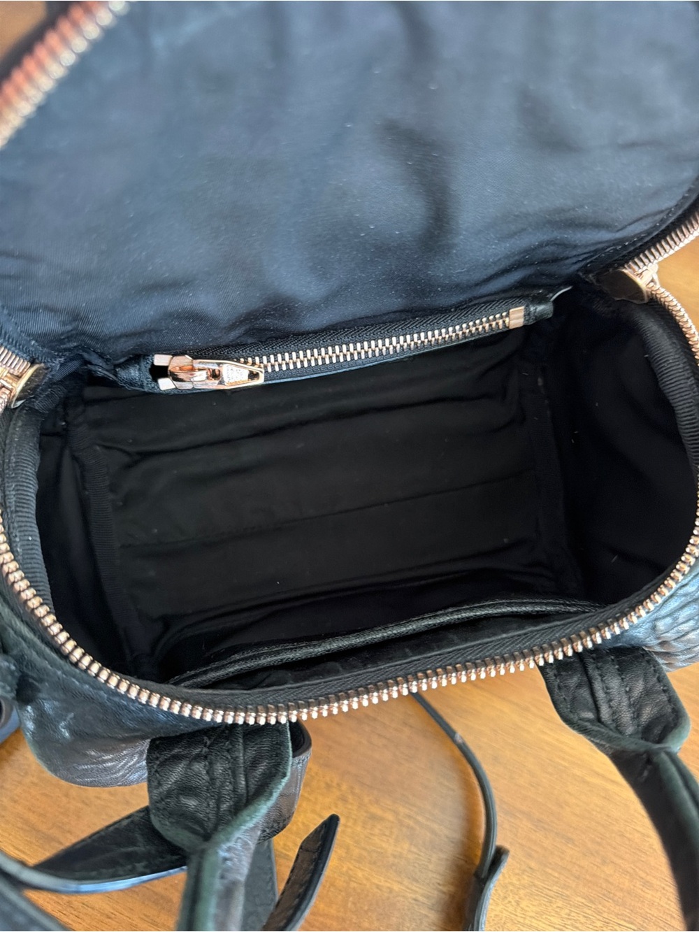Alexander Wang Black Pebbled Leather Mini Duffel with Rose Gold Hardware - Picture 9 of 9